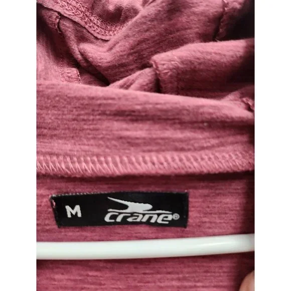 Crane Womens Activewear Hoodie Size Medium Pink Cowl Neck Long Sleeve Pullover - Picture 5 of 8